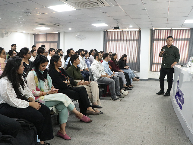 akhil gupta speaking to PGDM students