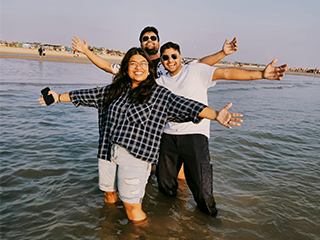 student at beach